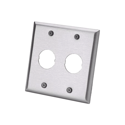 Placa de Pared Doble IndustrialNet?, Para 2 Conectores Industriales, de Acero Inoxidable
