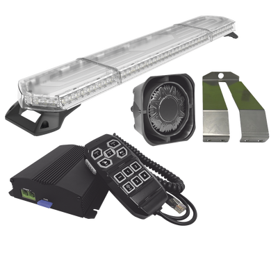 Kit de Sirena, Bocina y Torreta de 48", Con 96 LED, Ambar, Ideal Para Equipar Unidades De Seguridad Privada, MinerIa e Industria