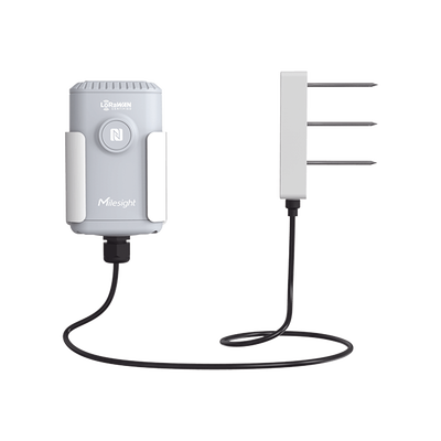 Sensor IoT de Suelo LoRaWAN / Humedad, Temperatura y Conductividad / Sonda FDR de Precisión / Batería 19,000 mAh (10 Años) / NFC + Milesight IoT Cloud