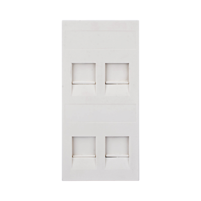Placa Plana de Voz y Datos con Guardapolvo para 4 RJ45 / Color Blanco / 4 Puertos para Jacks Keystone / Compatible con Cajas de Pavimento SM-CPAV-2 y SM-CPAV-4 / Modelo S76C/9