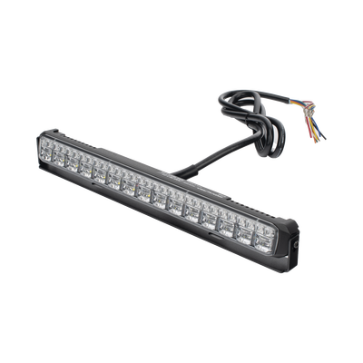 Luz Auxiliar de 45 LED, Top Rojo, Tricolor Rojo/Ambar/Blanco, 11.42", Lente Transparente, SAE