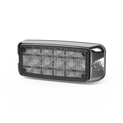 Luz De Advertencia De 5x2" 10 Led, Rojo/Claro, Bisel Cromado, Lente Transparente
