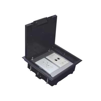 Caja de Piso para Dos Módulos Universales (Socket M2), para Alimentación Eléctrica y Redes de Datos (11000-33401) No Incluye Faceplates