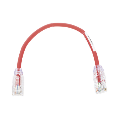 Cable de Parcheo UTP, Cat6A, Diámetro Reducido (28 AWG), CM/LSZH, Color Rojo, 20.3 cm (8 Pulgadas)