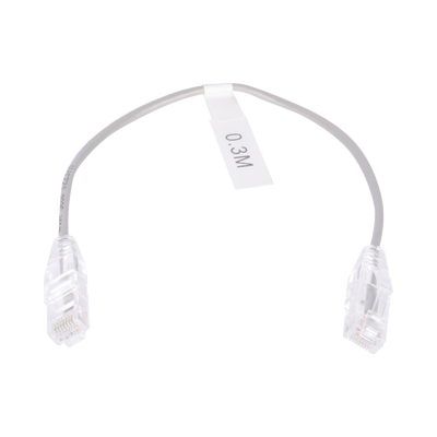 Cable de Parcheo Slim UTP Cat6 - 30 cm (11.81 Pulgadas) Gris Diámetro Reducido (28 AWG)