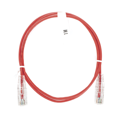 Cable de Parcheo Slim UTP Cat6 - 1 Metro (3.28 Pies), Rojo, Diámetro Reducido (28 AWG)
