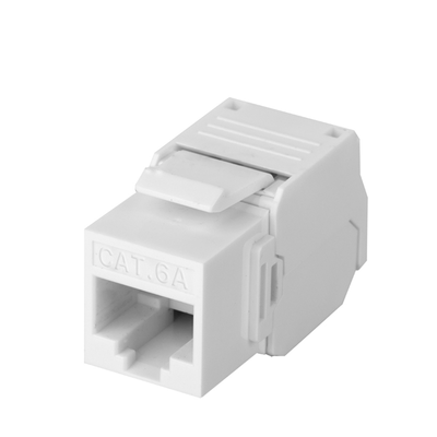 Módulo Jack Keystone Cat6A (Toolless), con Terminación en Ángulo 180 Grados Color Blanco, Compatible con Faceplate y Patchpanel Linkedpro