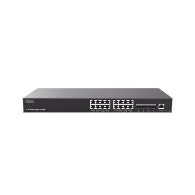 Switch Capa 3 PoE+ Administrable / 16 puertos 10/100/1000 Mbps + 4 Puertos SFP+ de 10 Gigabits / Hasta 240W / Compatible con GWN Cloud.