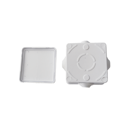 Caja de Derivación-Conexión para Exterior IP55 con 7 Entradas / 80 x 80 x 50 mm / Sellado Seguro con Empaque + 4 Tornillos / Resiste Agua, Polvo y Sol Directo