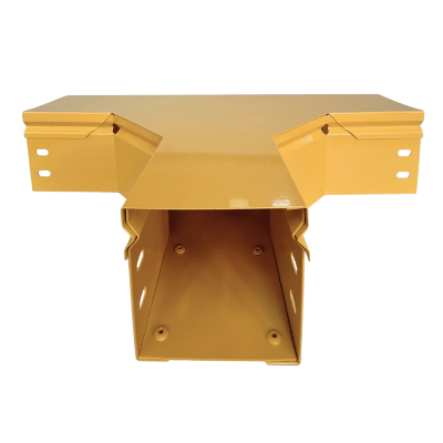 CHFIBER T HORIZONTAL DE ALUMINIO PERALTE 4" ANCHO 4" RADIO 8" CON RECUBRIMIENTO EN PINTURA EPÓXICA, INCLUYE TAPA , UN PAR DE COPLES Y TORNILLERÍA.