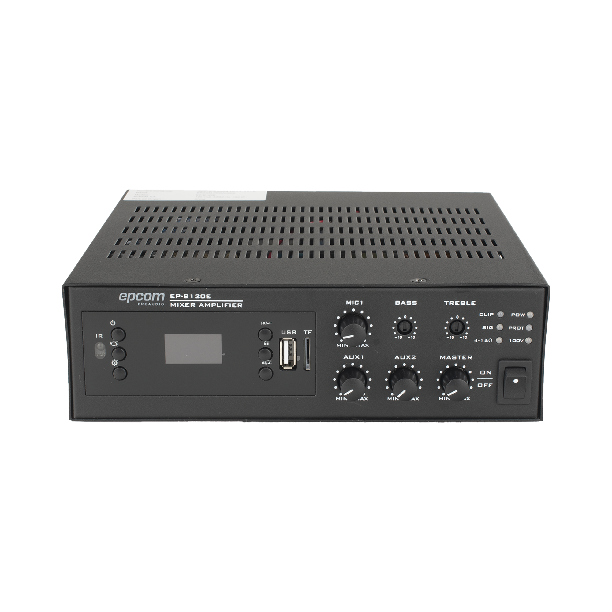 Amplificador de Potencia Digital Mini | 120W | Entrada XLR con Phantom 48V | 2 Entradas AUX | Bluetooth | Sintonizador FM | Reproducción MP3 | Protección contra Cortocircuito y Sobrecarga | 4~16Ω o 100V