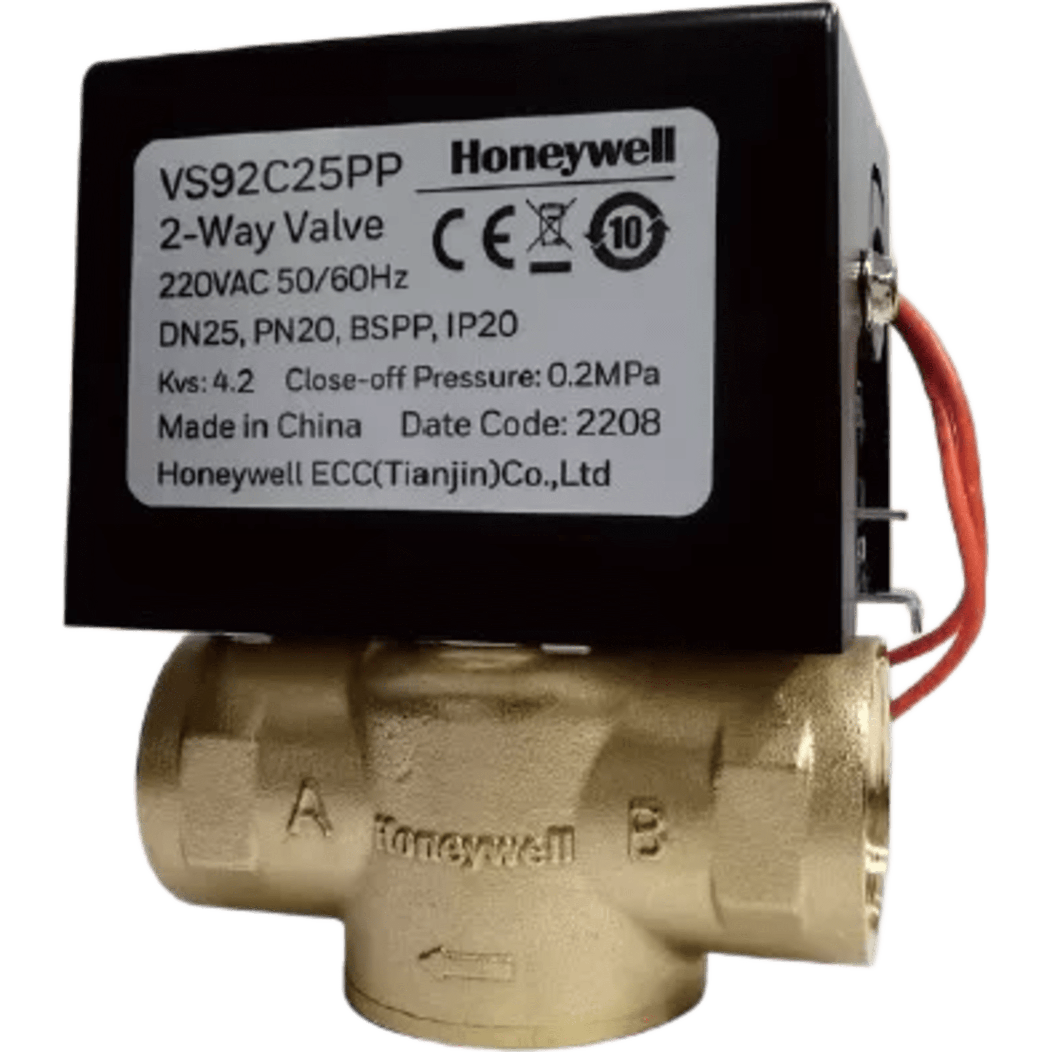 Válvula de control eléctrica VS9 para fan coil: DN25, PN20, 2 vías, 220 V CA, conexión BSPT
