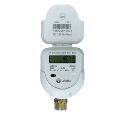 Medidor Ultrasónico de Agua / 3/4 de pulgada / Válvula Integrada / IoT LoRaWAN / IP68 / Bidireccional / LCD 9 Dígitos