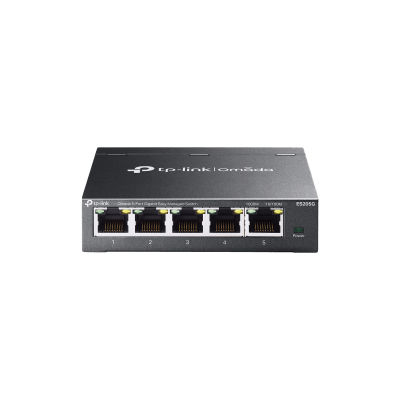 Switch Gestionado Omada SDN / 5 Puertos Gigabit RJ45 / 10 Gbps Capacidad Switching / 7.4 Mpps Forwarding Rate / Gestión Cloud Centralizada / VLAN 802.1Q / QoS 8 Colas Prioridad / Metal Fanless