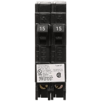 Interruptor automático DUPLEX enchufable tipo QT 2 polos, 30-20 amp