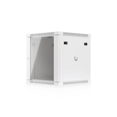 UACC Rack Cabinet 12U (598 x 600 mm) - Gabinete Cerrado para Montaje en Pared con Puerta Frontal de Vidrio Templado, Totalmente Ensamblado con Ventiladores Integrados y Paneles Removibles