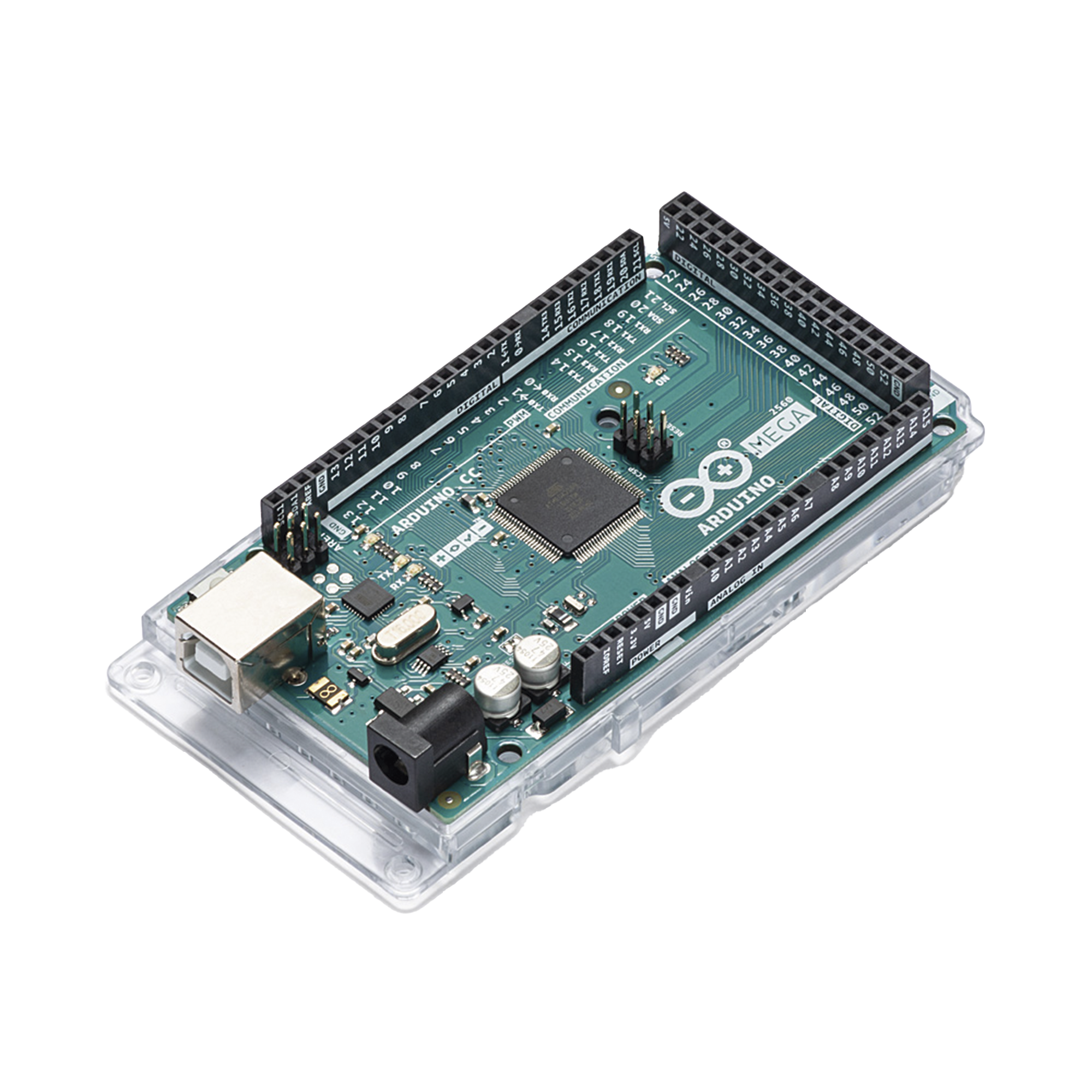Placa de Desarrollo Arduino Mega 2560 Rev3 / Microcontrolador ATmega2560 16 MHz / 54 Pines Digitales / 16 Entradas Analógicas / 4 UART Hardware / 256KB Flash / USB Programación / Compatibilidad Shields