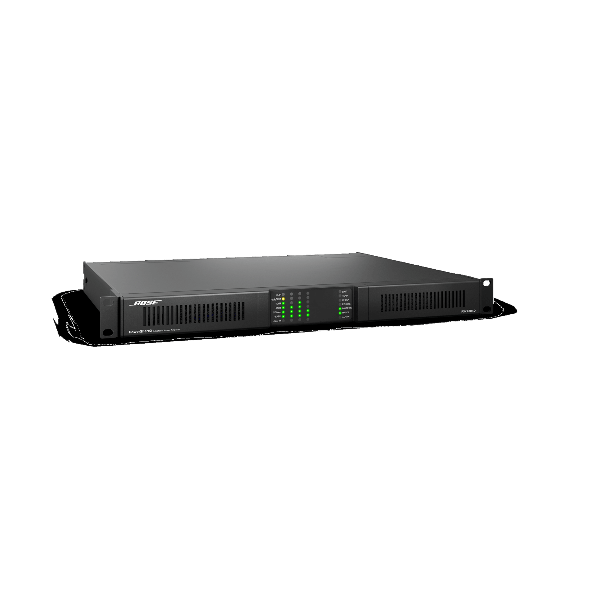 Amplificador de Audio PowerShareX | 4x1200w | Potencia Adaptable | DSP | Dante | Baja Impedancia | 70/100V