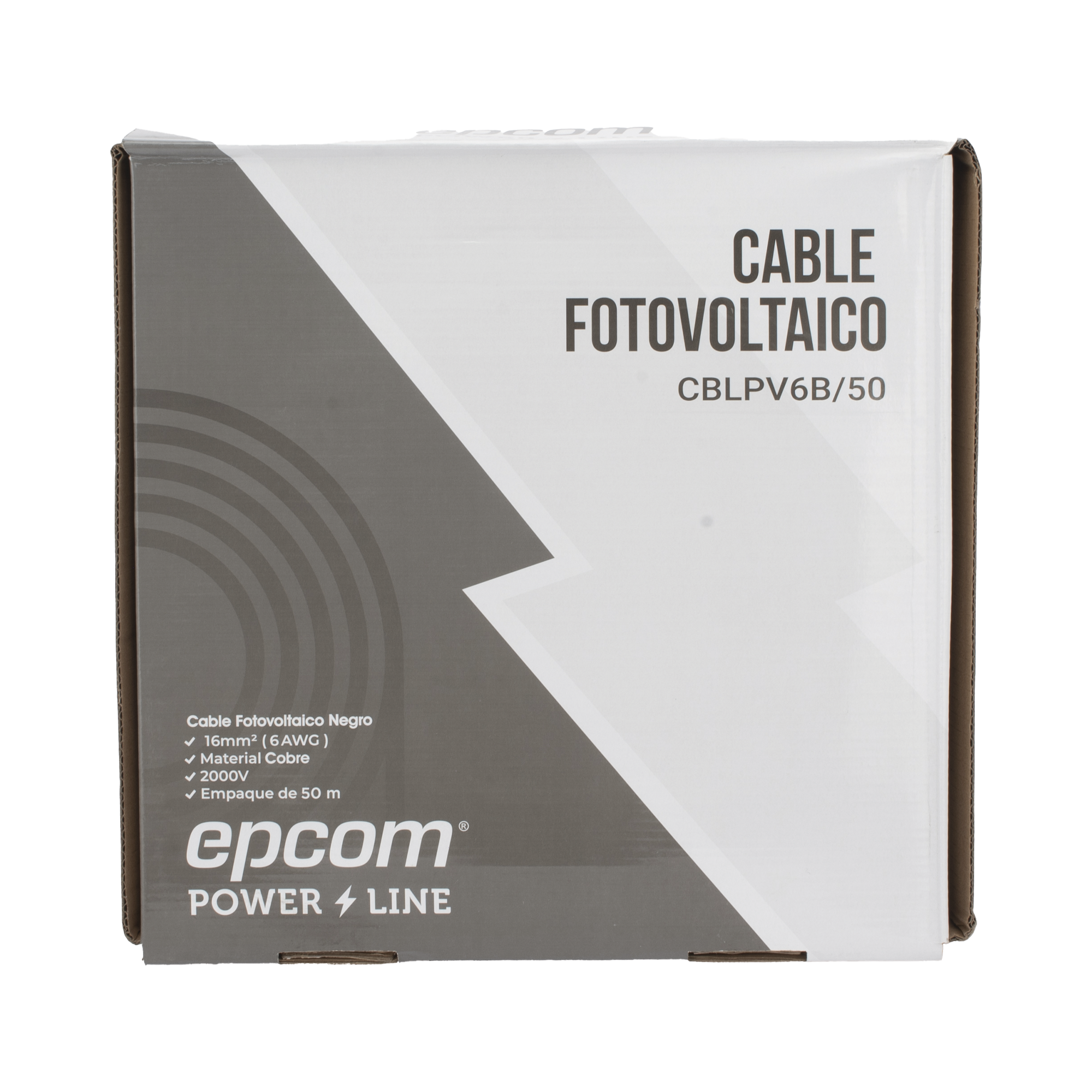 Cable Fotovoltaico Negro / 16 mm² ( 6 AWG) / Material COBRE / 2000V / Rollo de 50 m