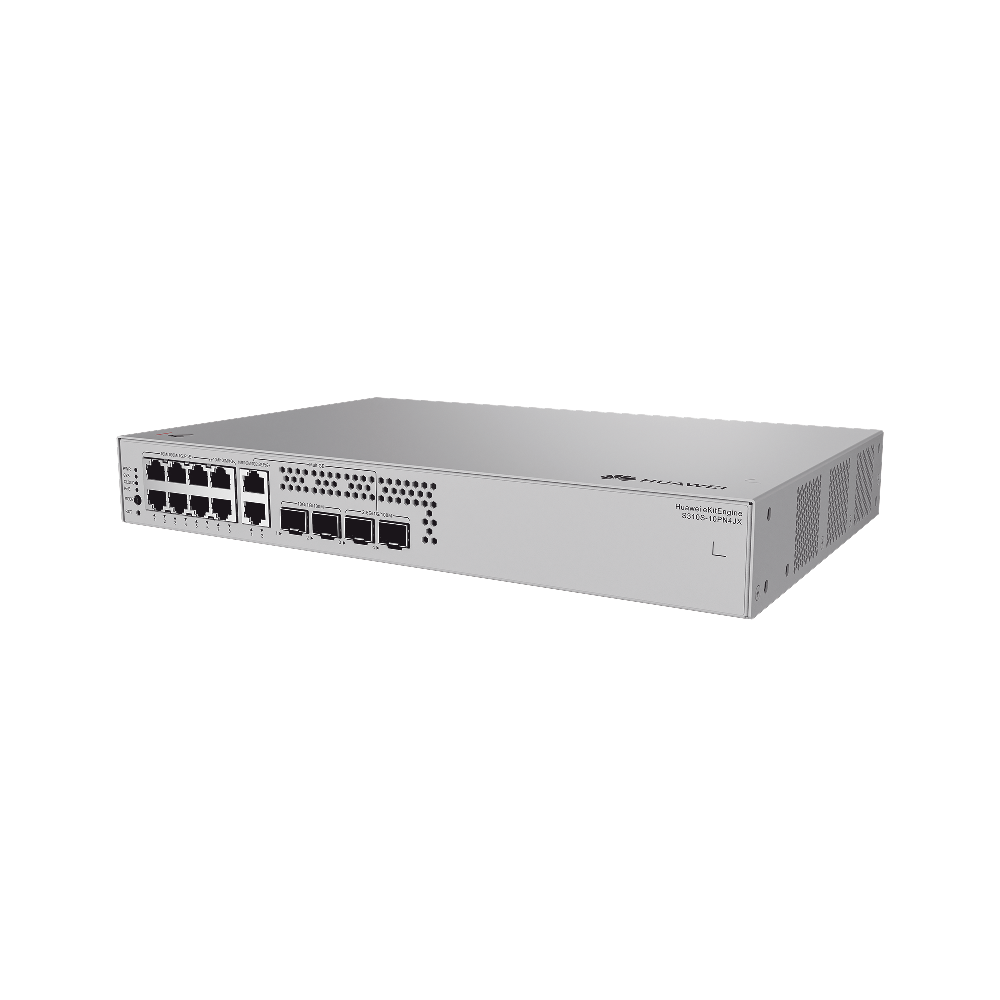 Switch de Acceso eKit Administrable  / Capa 2+ / 6 Puertos PoE+ Gigabit + 2 Puertos PoE+ Multi-Gigabit (2.5 Gbps) + 2 Puertos Gigabit + 2 Puertos SFP + 2 Puertos SFP+ / PoE Perpetuo / Presupuesto PoE 128 W / Sin licenciamiento