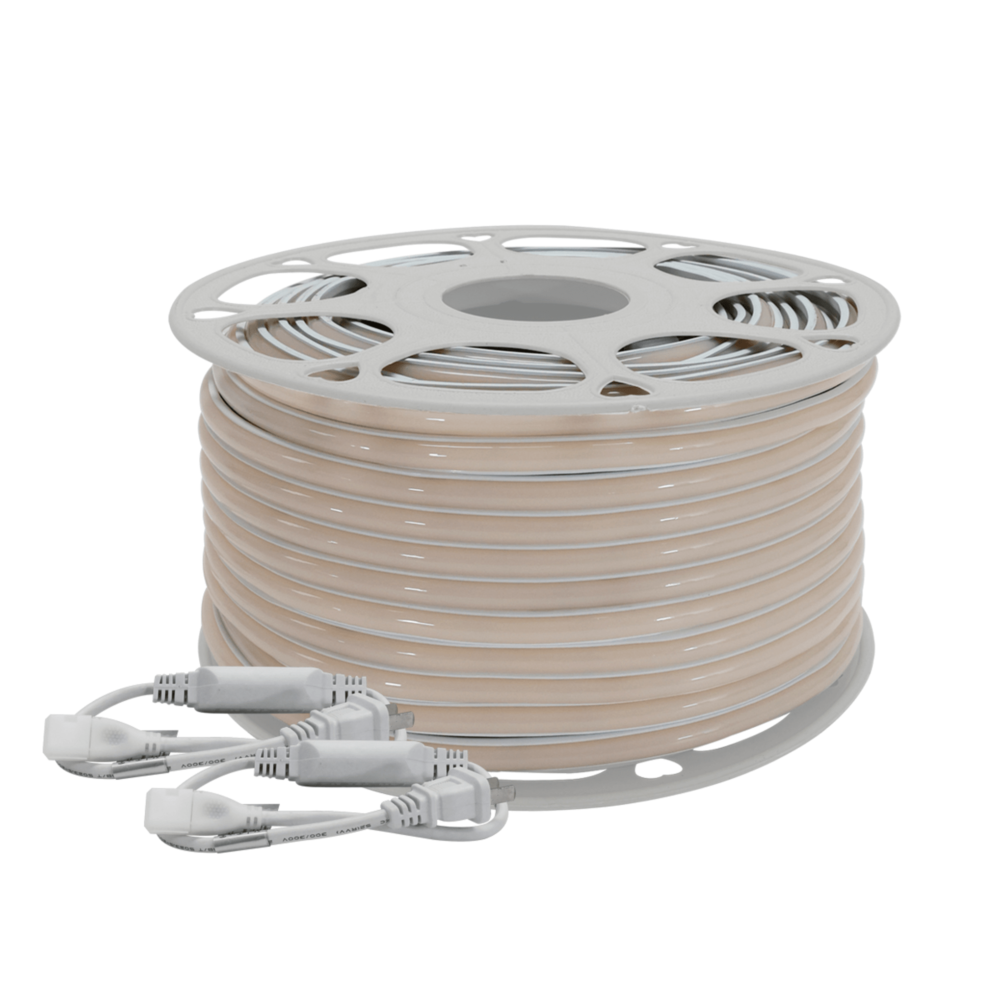 Manguera LED Luminosa Blanca de Resina Transparente y Flexible / Para uso Interior o Exterior / Carrete de 50 m/ 110V CA  4.2 A/ 500 W Potencia / T.C.C. 6500 K.