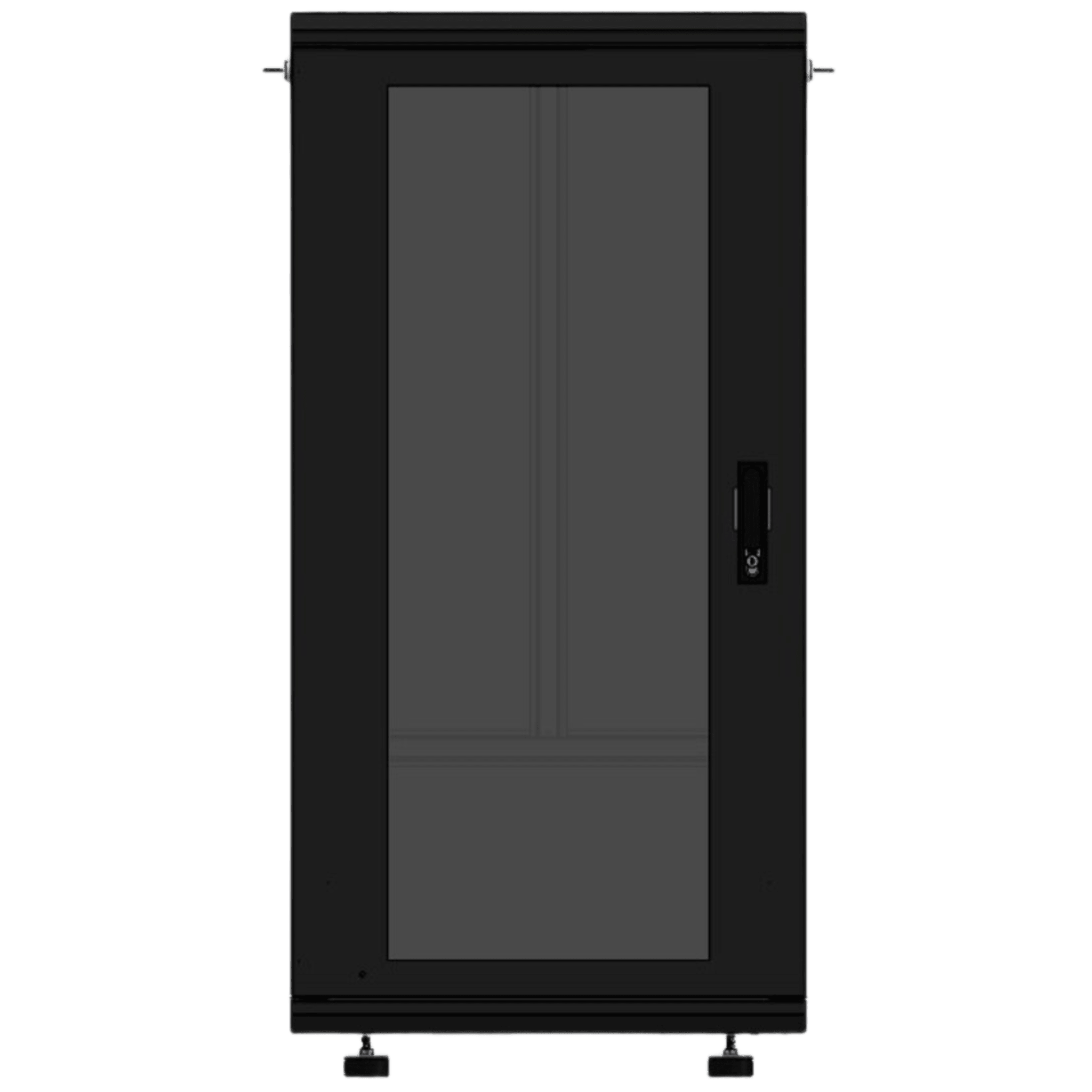 Gabinete Rackeable 19 Pulgadas / 24 Unidades / Piso / Puerta de Cristal / Acero Calibres 16-18-20 / Capacidad 750 Kg / Dimensiones 600x605x1190 mm (23.6x23.8x46.9 in) / Ventilación 120 mm, Niveladores Incluidos
