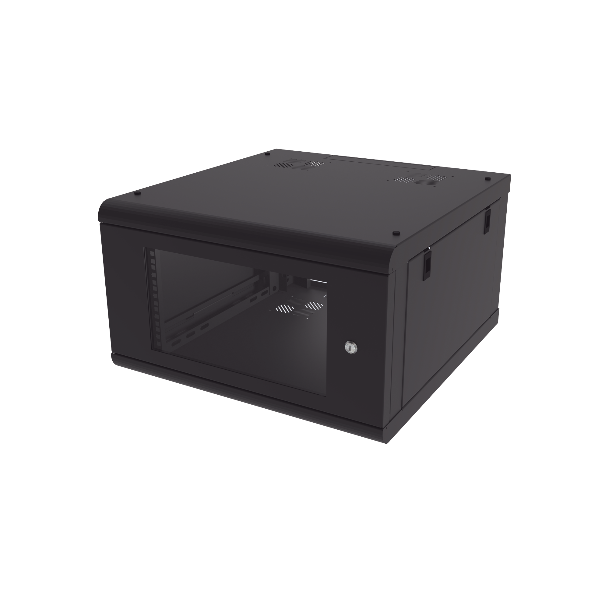 Gabinete de Pared con Puerta de Cristal Templado, 635 mm de Profundidad, 6U Rack de 19 in, Acero Reforzado