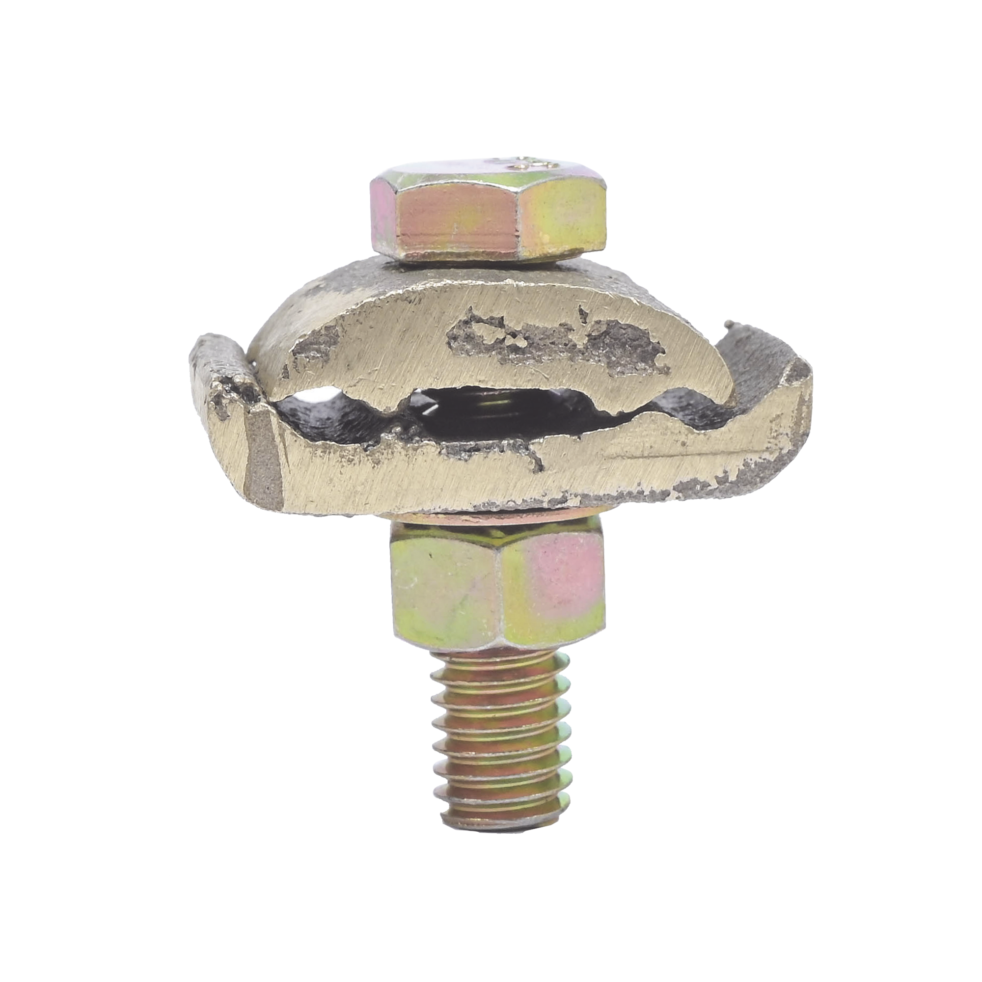 Conector 2 Cables a Superficie Plana / Bronce 100% / Cable 4-2/0 AWG / Sin Soldadura / 2.5x4x3 cm (1x1.6x1.2 in)