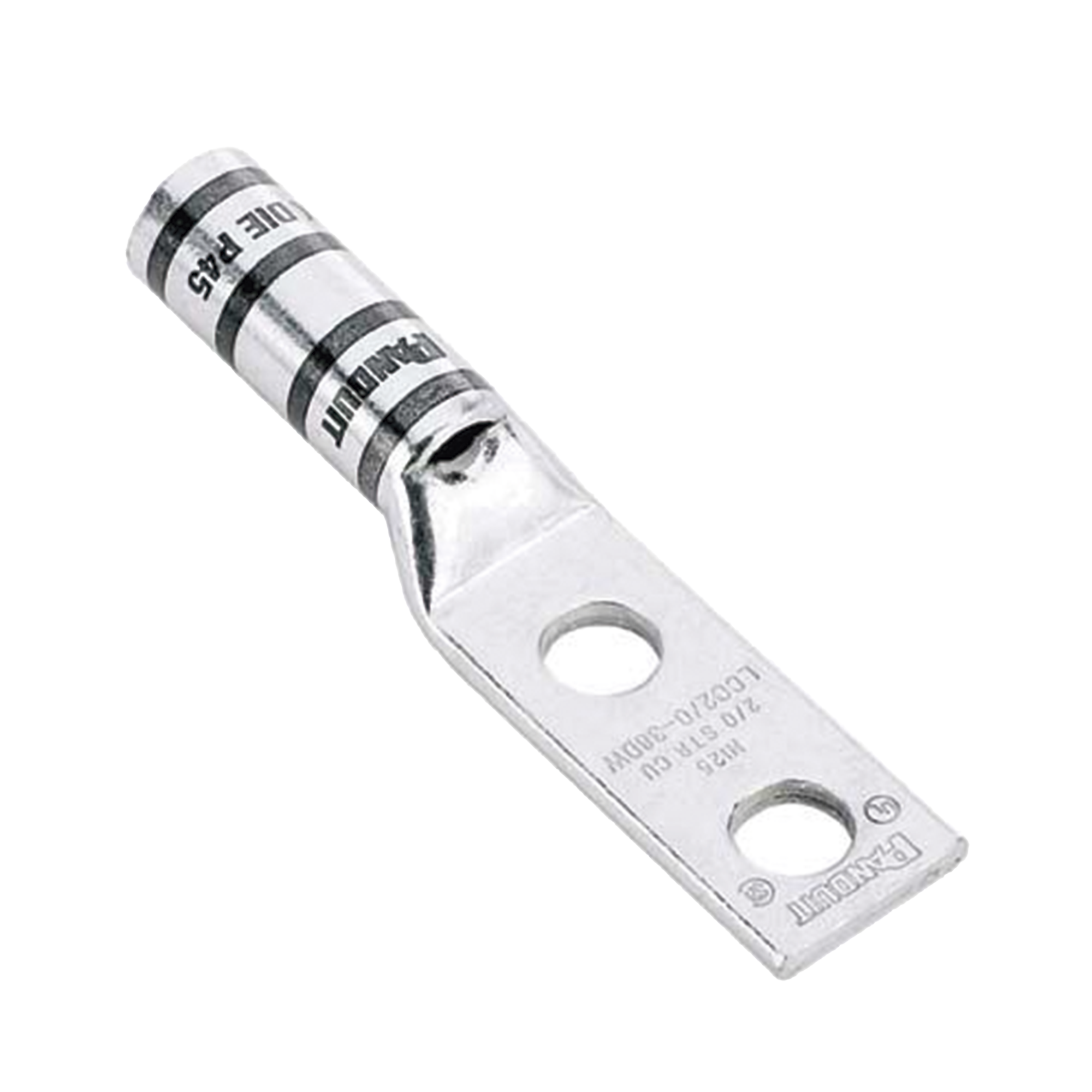 Zapata de compresión LCC6-12W-L para cal. 6 Awg, Doble barreno para tornillo prisionero de 1/2, Espaciado de orificio 44.5mm, 1 Pz