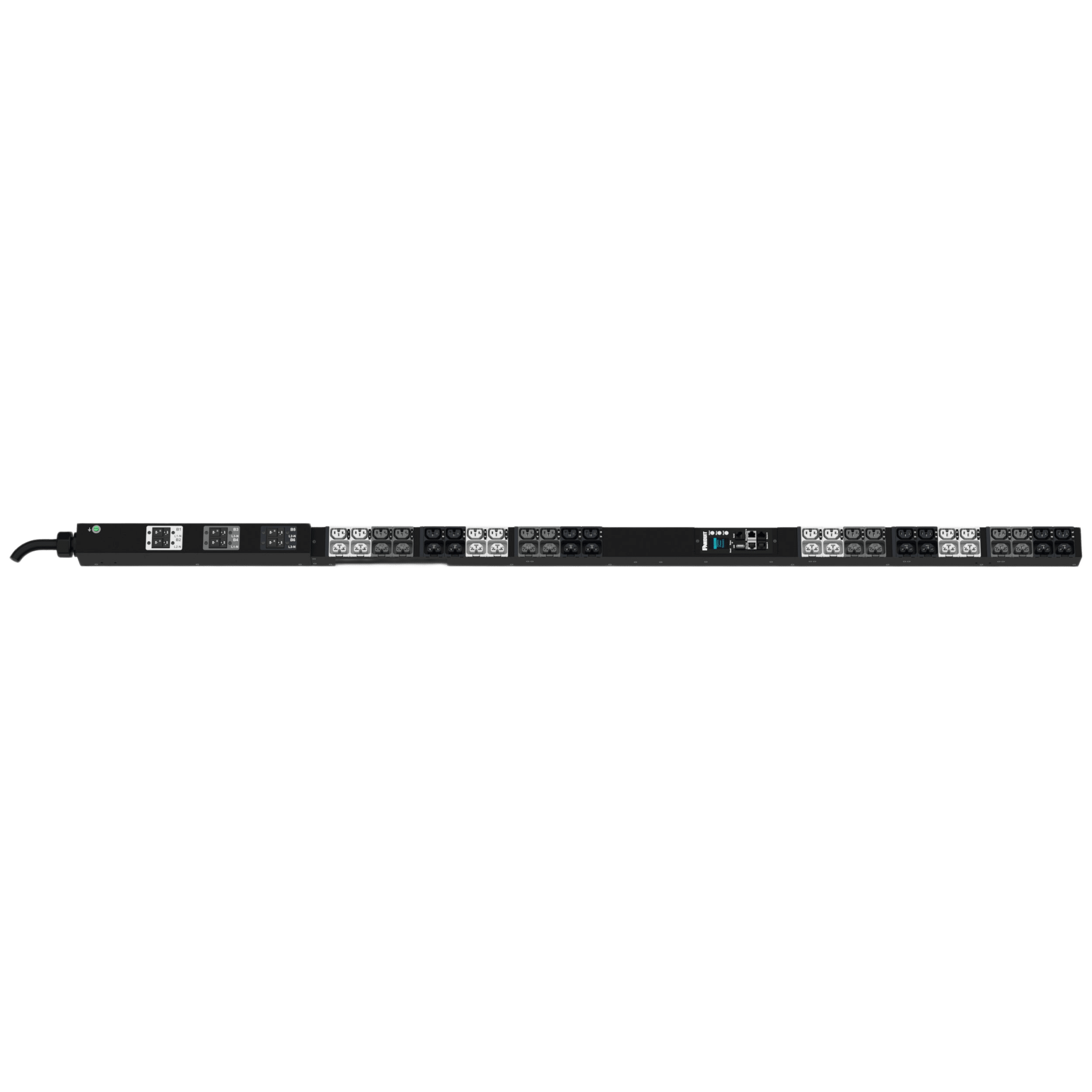 PDU G6 Monitoreable y Switchable (MS) para Distribución de Energía, Enchufe de Entrada IEC 60309 3P+N+E 6h 30A/32A, Con 24 Salidas C13/C15 y 24 C13/C15/C19/C21, de Instalación Vertical, 240 Vca, 32 Amp