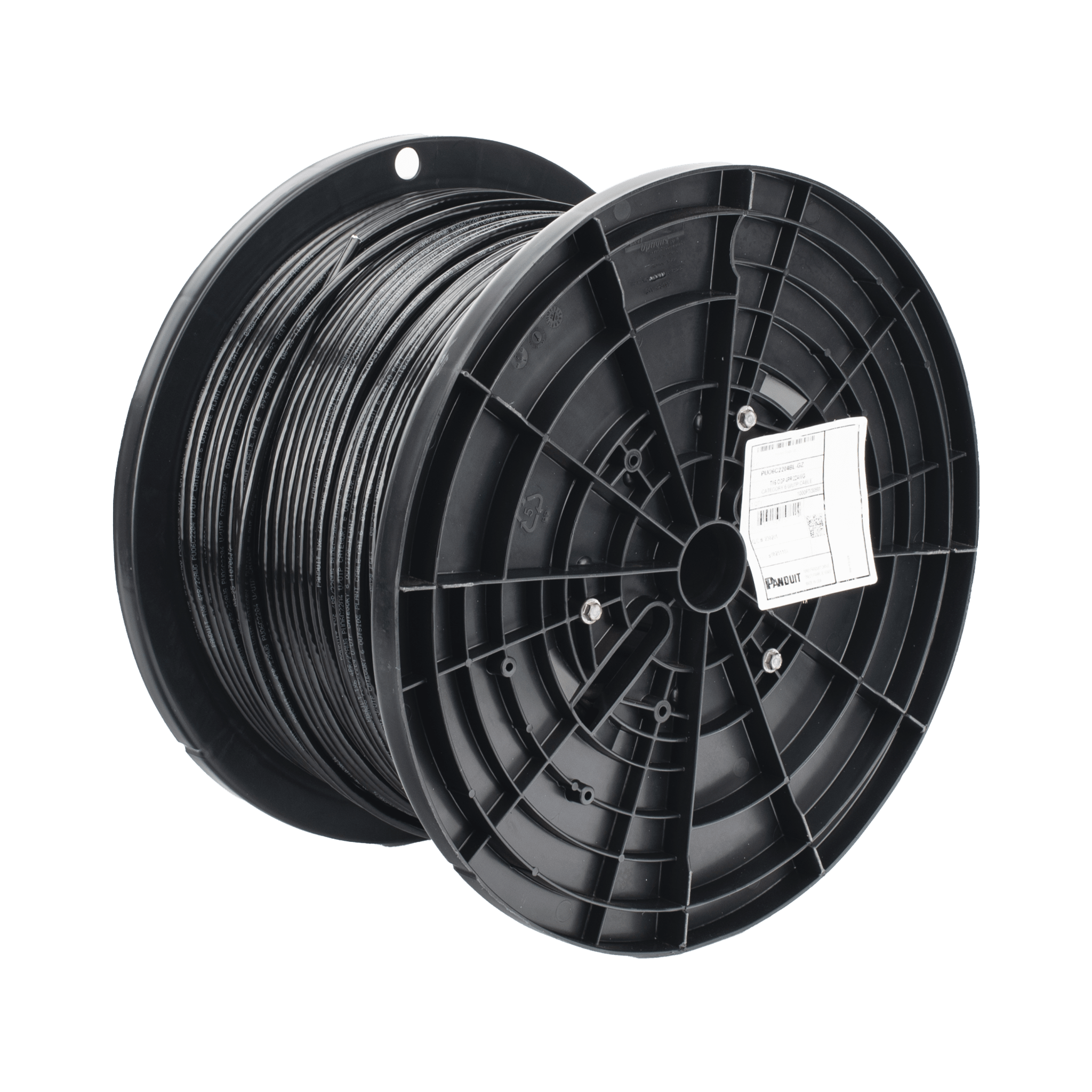 Bobina de Cable UTP de 4 Pares OSP (Planta Externa), Cat6 de Rango Extendido, 22 AWG, Color Negro, 305 Metros (1000 Pies).