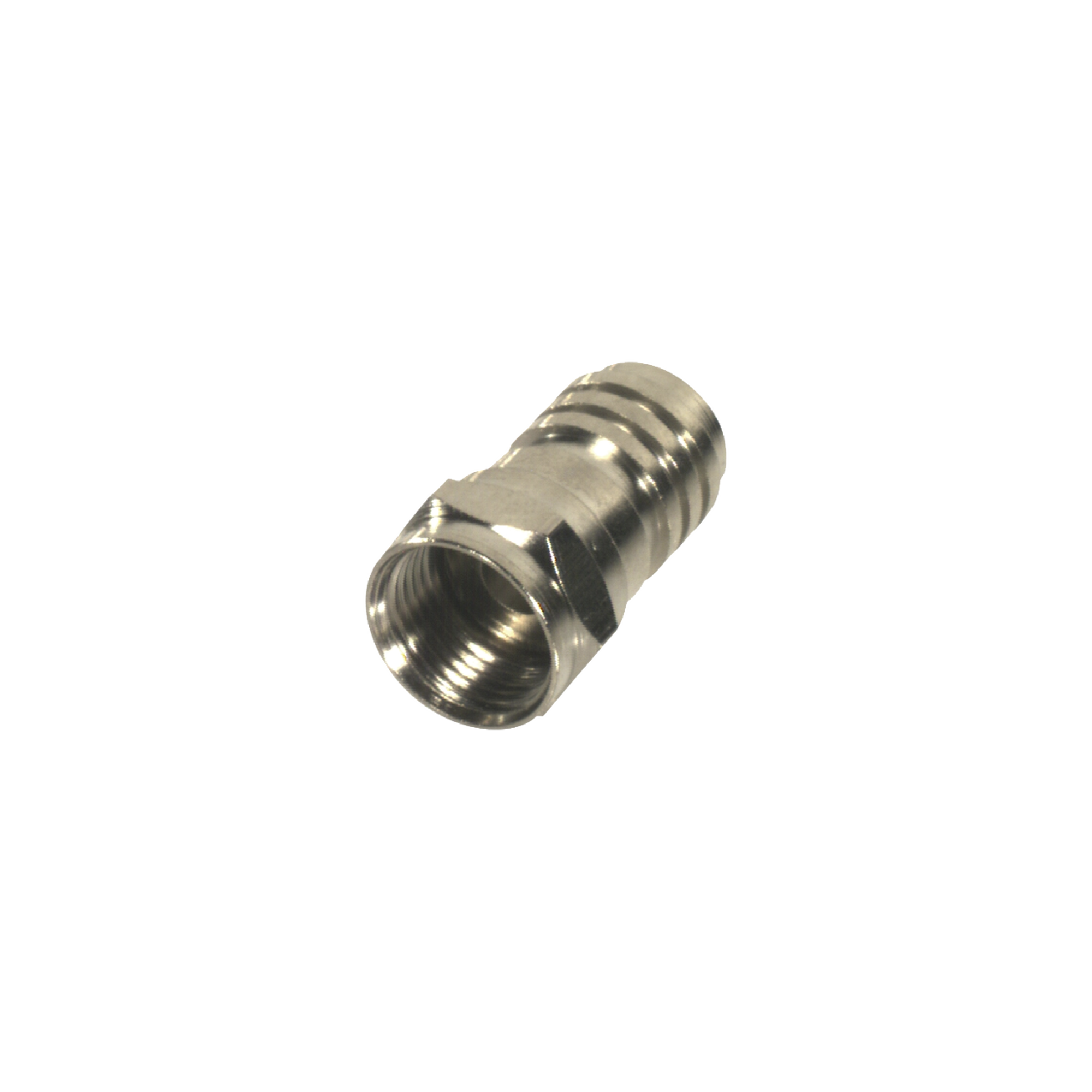 Conector F Macho Plegable para Cable Coaxial RG-59/U, Níquel / Níquel /Polietileno.