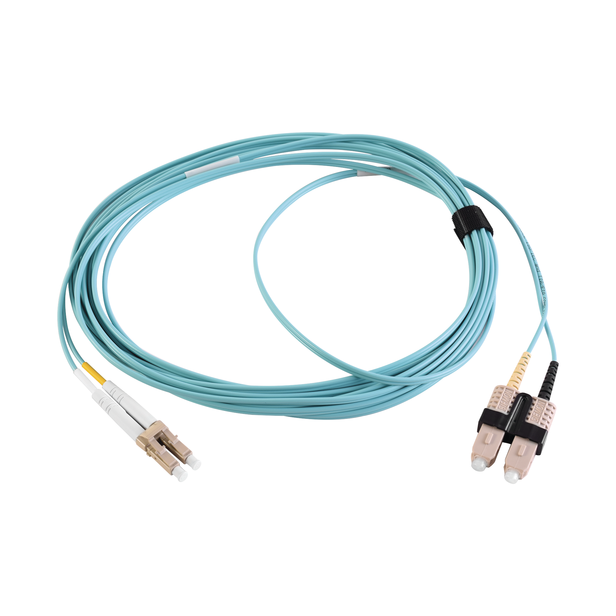 Jumper de Fibra Óptica Multimodo 50/125 XGLO OM3, LC-SC Duplex, OFNR, Color Aqua, 1 Metro (3.28 Pies)