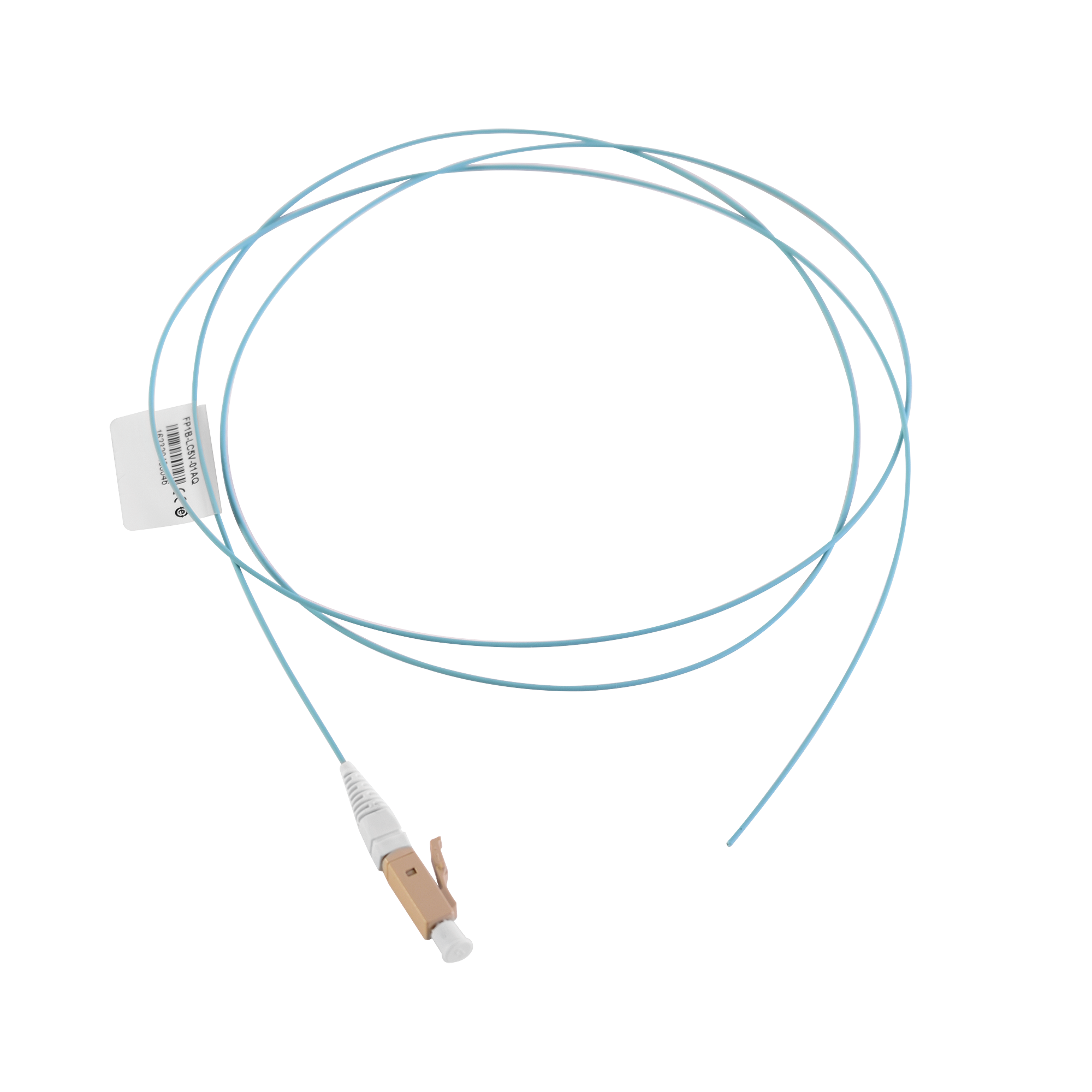 Pigtail de Fibra Óptica LC Simplex, Multimodo OM4 XGLO 50/125, OFNR, Color Aqua, 1 Metro (3.28 Pies)