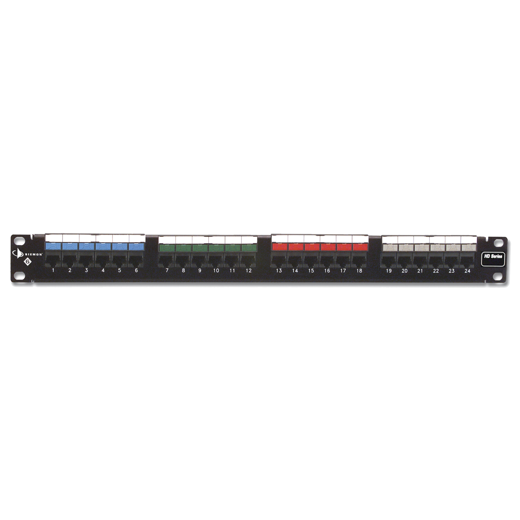 Patch Panel UTP HD6 de 24 Puertos, Precargado con Jacks Categoría 6, Plano, 1UR