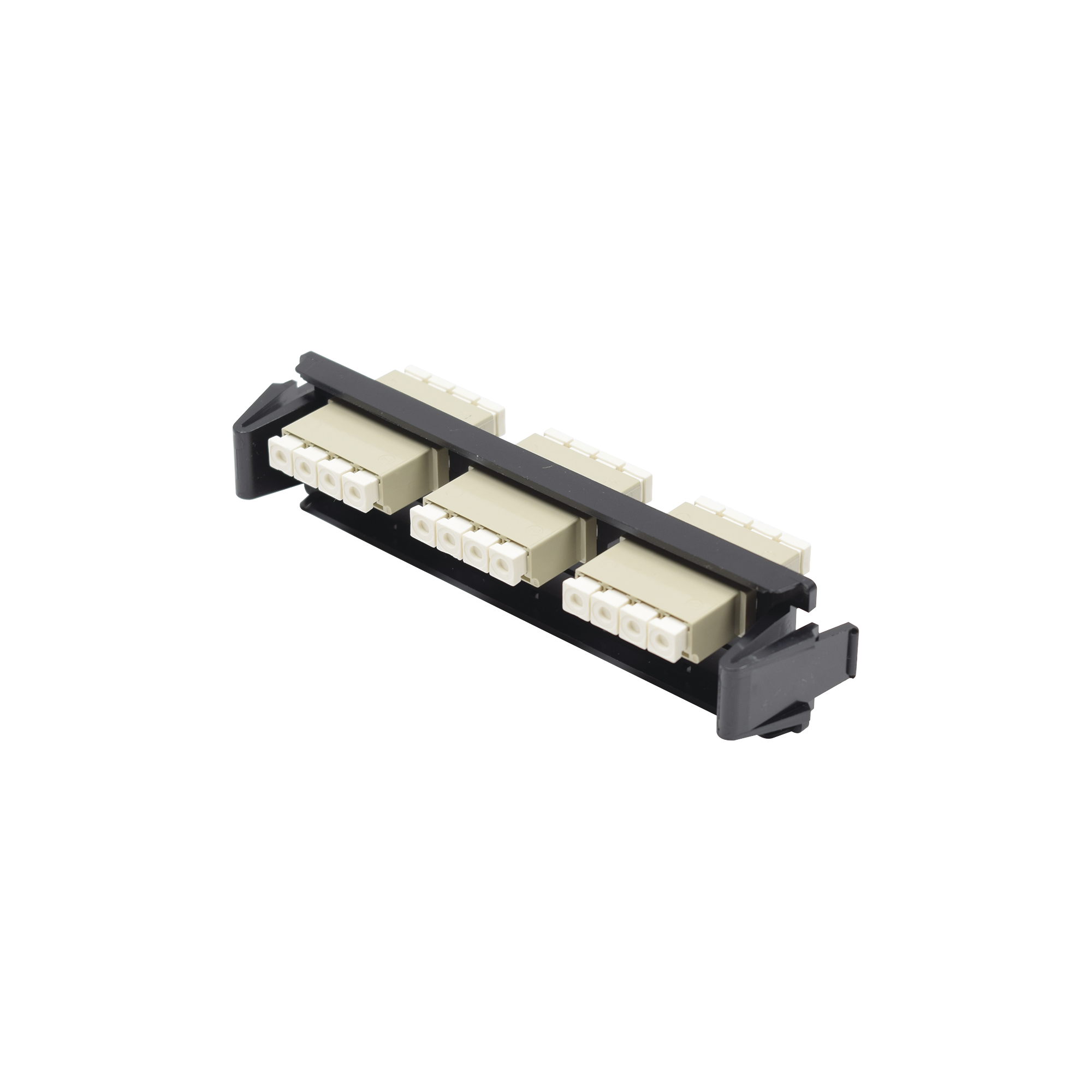 Placa Acopladora de Fibra Óptica Quick-Pack, Con 3 Conectores LC Quad (12 Fibras), Para Fibra Multimodo, Beige