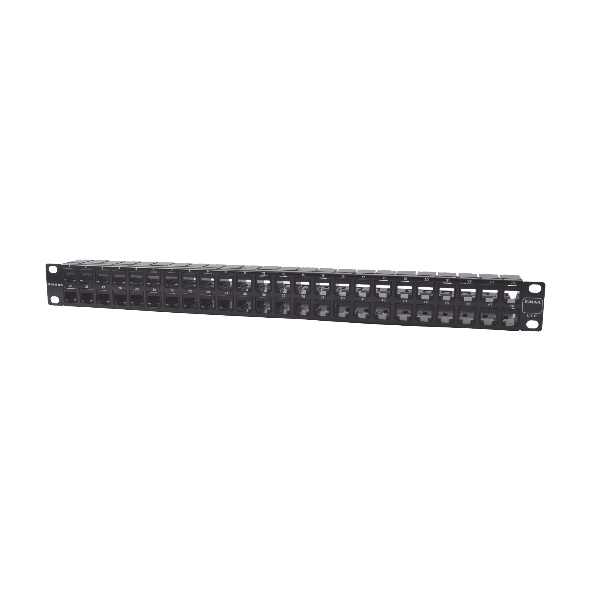 Patch Panel UTP Z-MAX de 48 Puertos, Precargado con Jacks Categoría 6, Plano, 1UR
