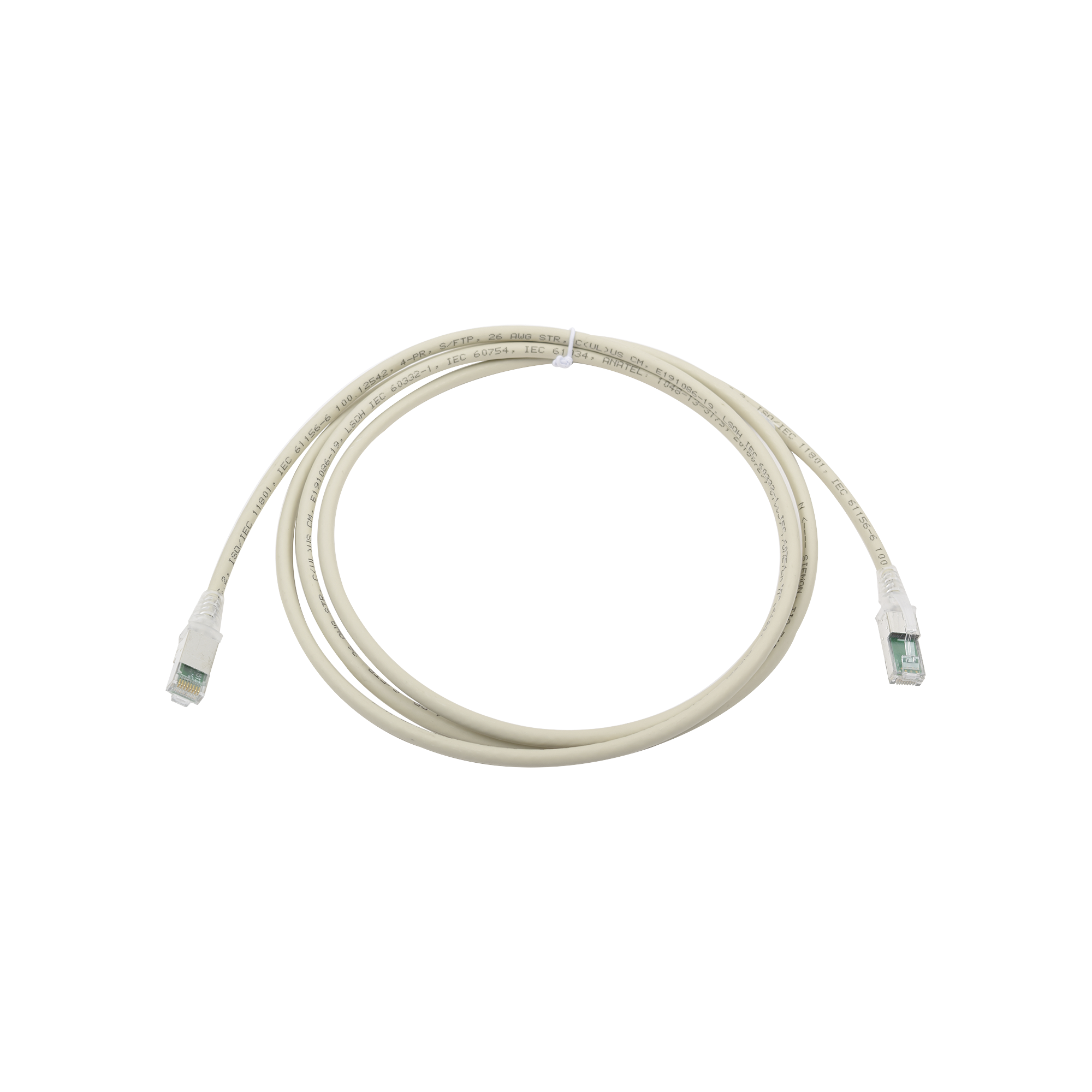 Patch Cord Z-MAX Cat6A S/FTP, CM/LS0H, 2.13 Metros (7 Pies), Color Gris, Versión Bulk (Sin Empaque Individual)