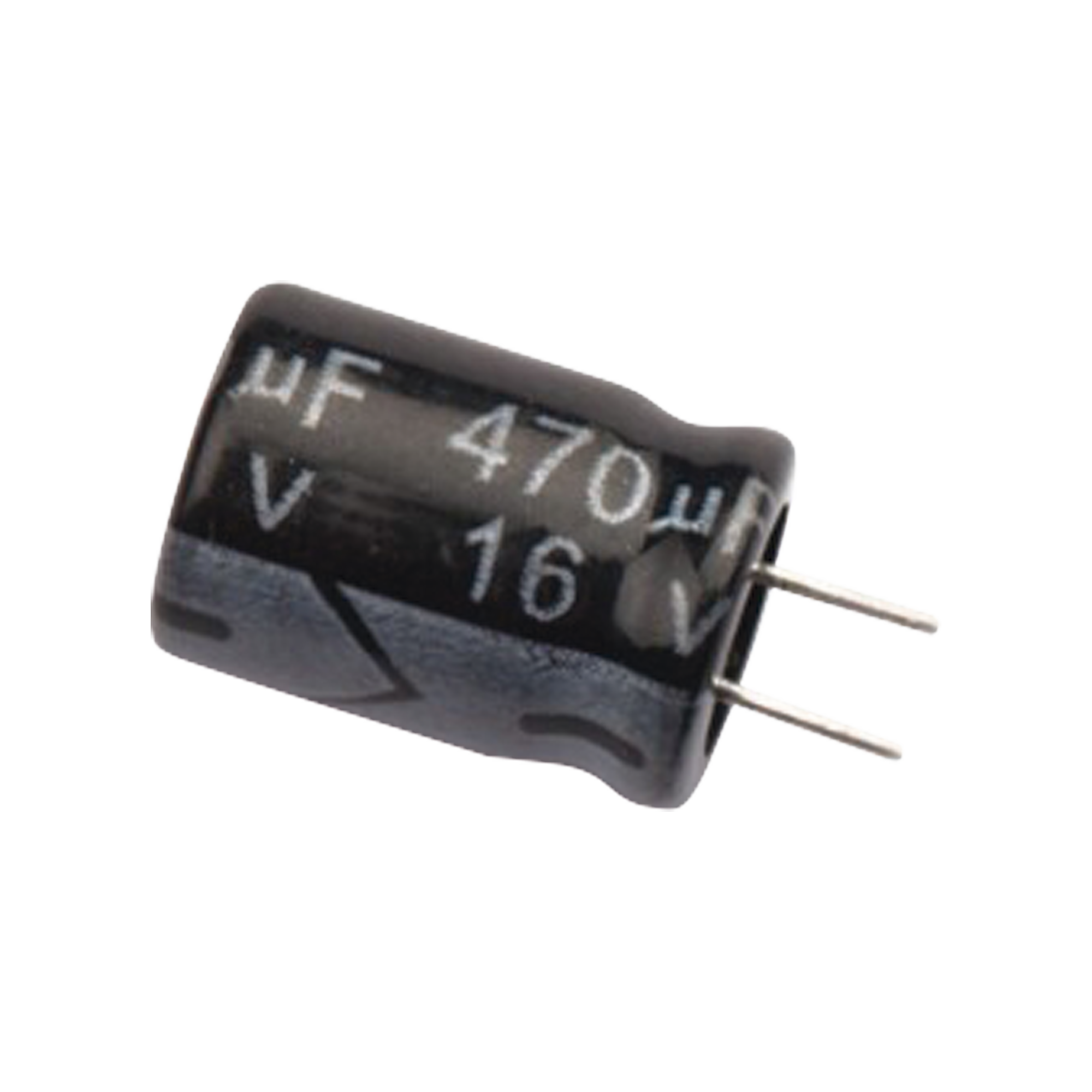 Capacitor Electrolítico de Aluminio, Radial de 470 µFd, 16 Vcc, 105 °C, 8.0 x 11 mm.