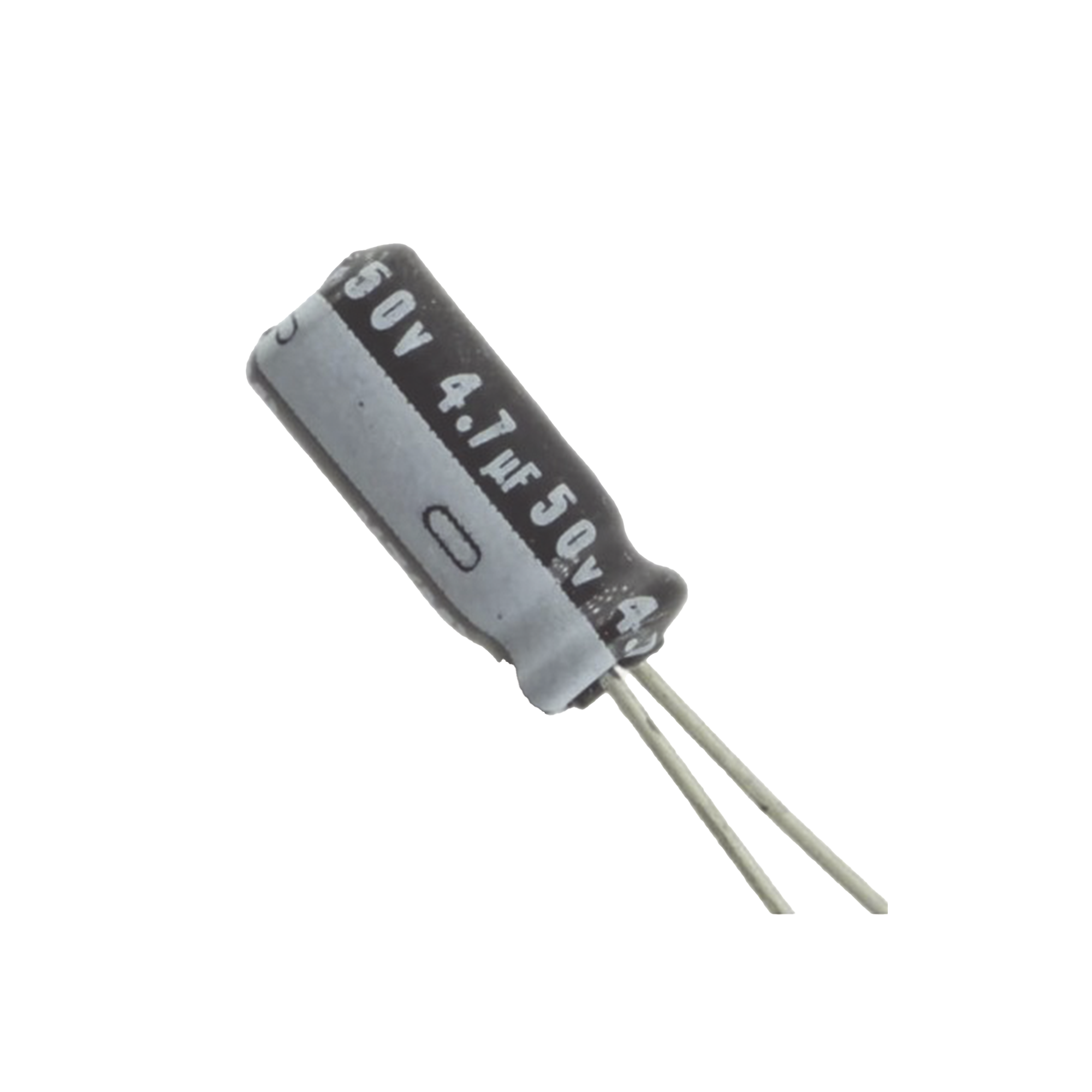 Capacitor Electrolítico de Aluminio, Radial de 4.7 µFd, 50 Vcc, 105 °C, 5 x 11.7 mm.