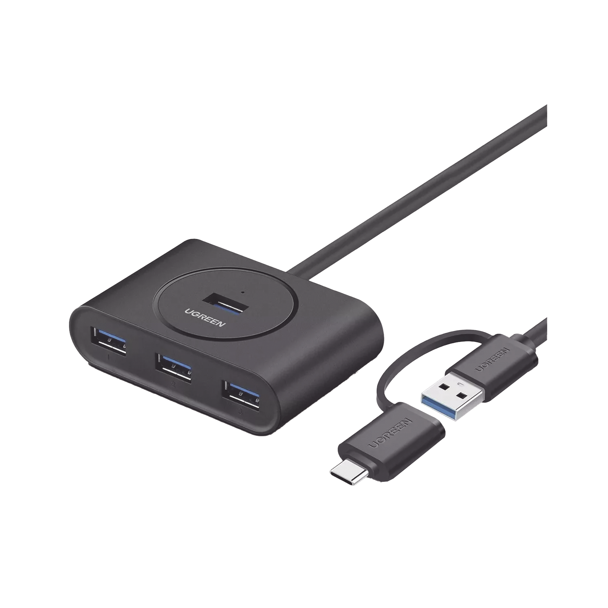 HUB USB-A y C 3.0 4 en 1 | Con Conector USB-C y USB-A | 4 Puertos USB-A 3.0 (5Gbps) | Cable de 25cm | Indicador Led | Ideal para Transferencia de Datos | Entrada Micro USB para alimentar equipos de mayor consumo.